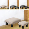 FABRIC BUTTONED WOOD FOOTSTOOL LINEN FOOT REST STOOLS BENCH SMALL - LARGE POUFFE