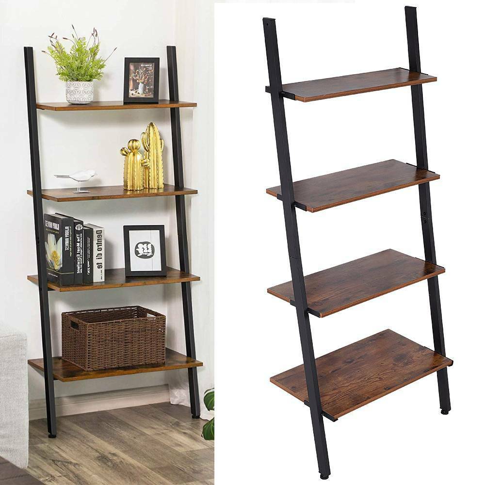 Industrial Ladder Shelves Wall Shelf Hanging Rack 4 Tier Storage Shelving Unit
