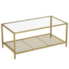 Coffee Table, Cocktail Table with Tempered Glass Top and Mesh Shelf LGT031A01