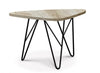 Coffee Table Small Wooden Natural Finished Oval Top Black Metal Legs Retro Table
