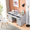 130cm Large Computer Desk Writing Table with 3 Drawers & 2 Door Home Office Grey