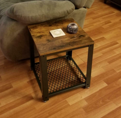 Industrial Side Table Vintage Coffee Furniture Rustic Metal Leg End Lamp Stand