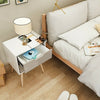 x1 Chic White grey Bedside Table Cabinet 2 Drawers Wood Leg Bedroom Furniture