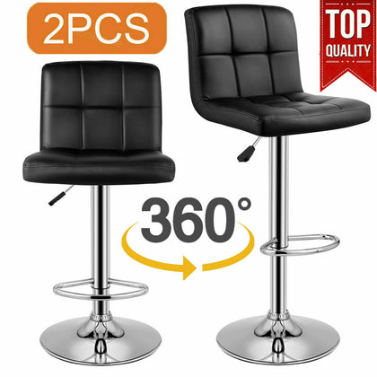 2X Faux Leather PU Bar Stools Breakfast Bar Chair Kitchen Stool Swivel Barstool
