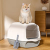 Hooded Cat Kitten Litter Tray Enclosed Pet Loo Toilet Box with Scoop Easy Clean