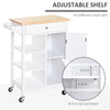 Kitchen Storage Trolley Cart Unit w/ Wood Top Shelves Cupboard Drawer Rail White