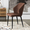 2X Dining Chair Brown Faux Leather Office Chair with Thick Cushion Dining Room