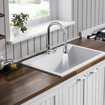 Mono Kitchen Mixer Tap Pull Out Swivel Spout Single Lever Faucet Hot & Cold