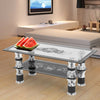 Glass Coffee Tables with Shelf Rectangle Modern Contemporary For Living Room