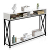 Console Table X-Shaped Sofa Side End Table w/2 Compartments & Storage Shelf