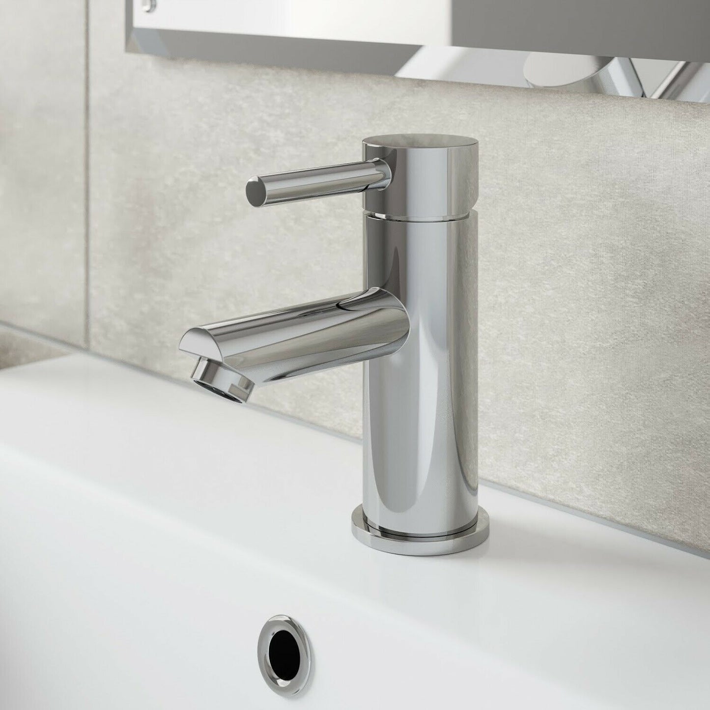 Modern Chrome Bathroom Sink Twin Taps Bath Filler Shower Mixer Basin Mini Mixer