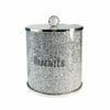 Crystal Diamond Biscuit Jars Tin Canisters Kitchen Storage Silver Crushed
