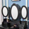 Dressing Table,3 Mirror & Stool Set (7 Drawer) Bedroom vanity Makeup Desk Black