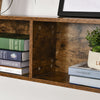 Industrial L-Shaped Work Desk & Storage Shelf Steel Frame Adjustable Feet Brown
