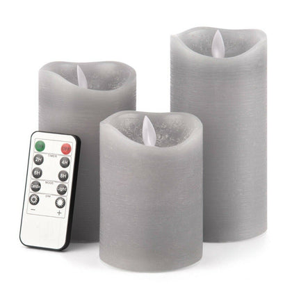 3Pcs Candle Flameless LED Real Wax Lights Candles Home Remote Control Mood Light
