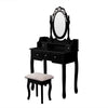 Black Dressing Table Vanity Makeup Desk with 5 Drawers, Mirror Set and Stool UK