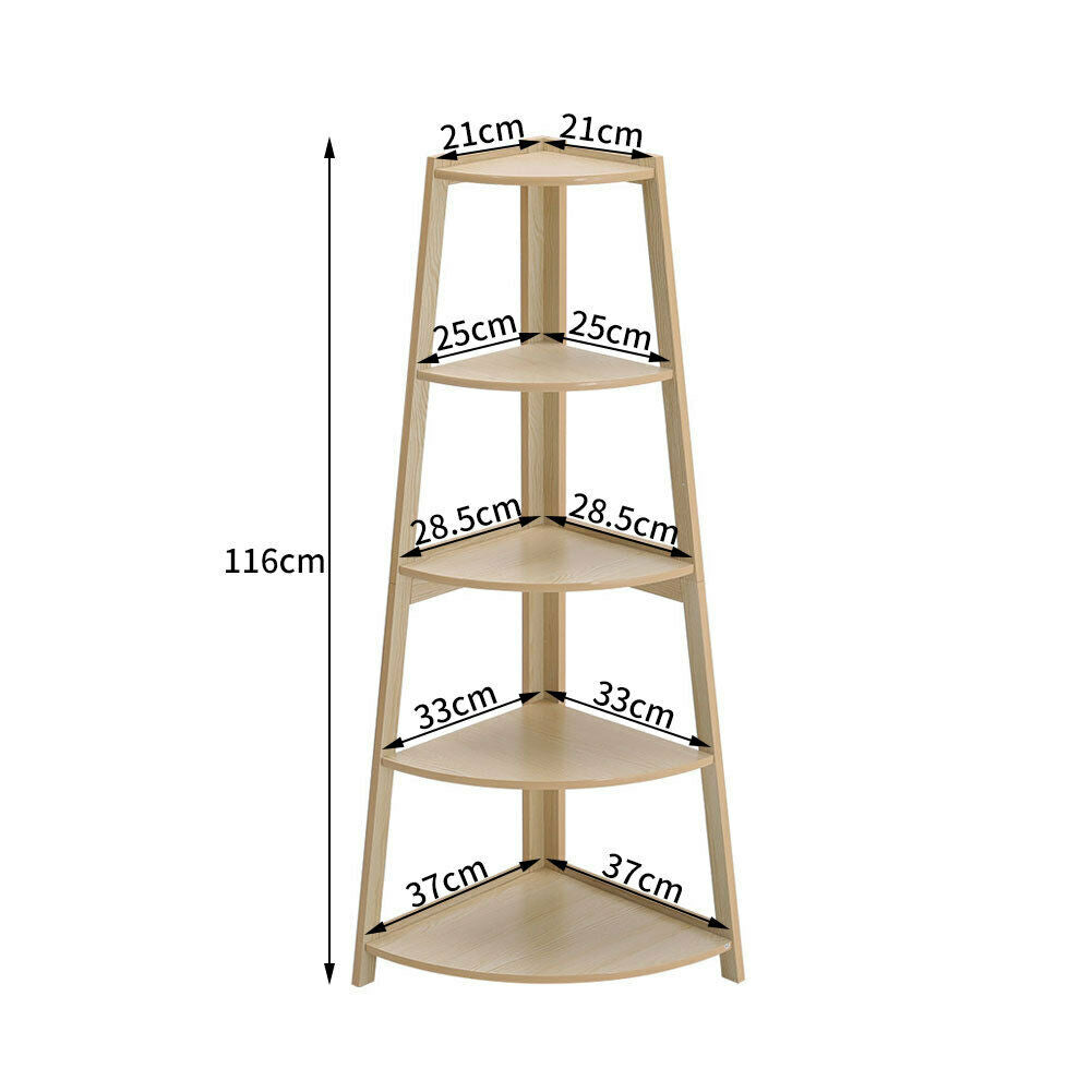 5Tier Corner Ladder Shelf Book Shelves Display Stand Storage Shelving Space Unit