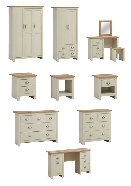 Lisbon Cream Bedroom 2 3 Door Wardrobe 4 7 Chest of Drawers Bedside Table