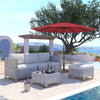 Mondeer 2.7M/3M Garden Parasol Umbrella Round Sun Shade Crank Tilt Red/Beige