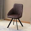 2* Retro Brown Dining Chairs Faux Leather/PU Kitchen Chairs Diamond Design