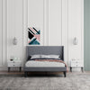 Fabric Upholstered Bed 4ft6 Double Size Bed Frame with Wing Headboard in Grey