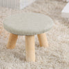 Small Linen Footstool Foot Rest With Wooden Legs Pouffe Kids Seat Round/Square