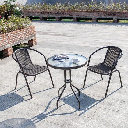 Outdoor Cafe Round Table Water Wave Table Garden Patio Furniture Set