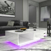 White High Gloss Coffee Table With Storage Drawers RGB LED Modern Living Room UK