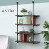 2Pcs 4.5Tiers Industrial Floating Iron Pipe Shelf Retro DIY Wall Mounted Bracket