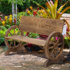 Rustic Wooden Bench 2 Seater Garden Outdoor Patio Porch Wagon Wheel Vintage Wood