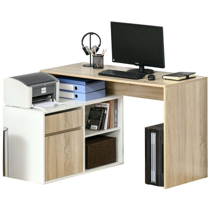 Oak Corner Desk L Shaped Storage Cabinet Computer Table Home Office Furniture