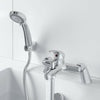 Bathroom Bath Shower Mixer Tap with Handset Chrome Modern Curved Single Lever