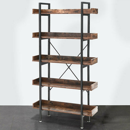 Vintage Rustic Industrial Metal Bookcase Tall Side Cabinet Storage Shelving Unit