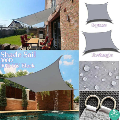 Heavy Duty Sun Shade Sail Garden Patio Awning Canopy 98%uv Protect Waterproof UK