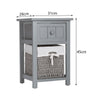 Grey Shabby Chic Bedside Unit Tables Drawers Cabinet + Wicker Storage Wooden UK