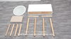 Modern Dressing Table Stool Set Makeup Mirror with LED Lights Wooden 2 Drawers