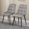 2 Grey Velvet Dining Chairs Dining Room Restaurant Metal Legs Padded Modern