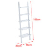 5 Tier Ladder Shelving Unit Wall Leaning Wood Bookcase Book Shelf Storage Stand