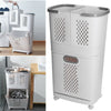 Divided Laundry Storage Baskets Trolley Clothes Hamper Basket Suction Wall Shelf