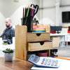 Bamboo Desk Organiser Mini Desk Top Storage 2 Shelves & 2 Drawers M&W