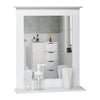 Mondeer White Bathroom Mirror MDF Frame Wall Mounted W/ Shelf Bathroom Porch