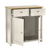 Cream Oak Sideboard 2 Door 2 Drawer Storage Cupboard Metal Handles