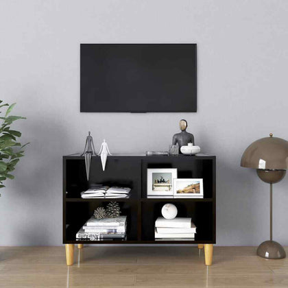 TV Cabinet with Wood Legs Black 69.5x30x50 cm Living Room Hot Sale