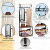 180cm Hat & Coat Stand Wooden Bench Clothes Shoe Rack Hanger Shelf With Mirror