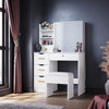 Modern Dressing Table Makeup Desk Vanity Set with Sliding Mirror 5 Drawers Stool