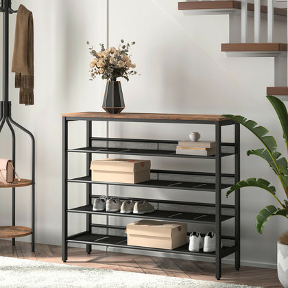 HOOBRO 100 cm 5-Tier Shoe Rack Shoe Storage Organizer for 16-20 Pairs Industrial