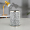 Crushed Diamond Crystal Jar Silver Soap Bottle Bling Sparkle Bathroom Holder set