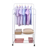 Metal Clothes Double Rail Rolling Heavy Duty Garment Hanging Rack Shelf Display