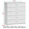 White Chest of Drawers Bedside Table Cabinet 5 Drawer Bedroom Storage Furniture