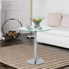 Small Glass Dining Table Round Kitchen Breakfast Bar Pedestal Metal Space Saving